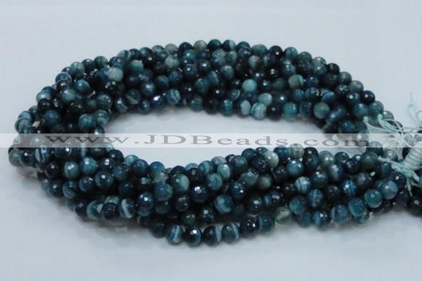 CAG214 15.5 inches 8mm faceted round blue agate gemstone beads