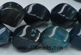 CAG220 15.5 inches 13*18mm twisted blue agate gemstone beads