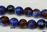 CAG2234 15.5 inches 12mm faceted round fire crackle agate beads