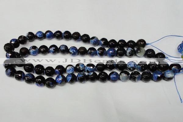 CAG2275 15.5 inches 14mm faceted round fire crackle agate beads