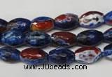 CAG2290 15.5 inches 8*12mm faceted rice fire crackle agate beads