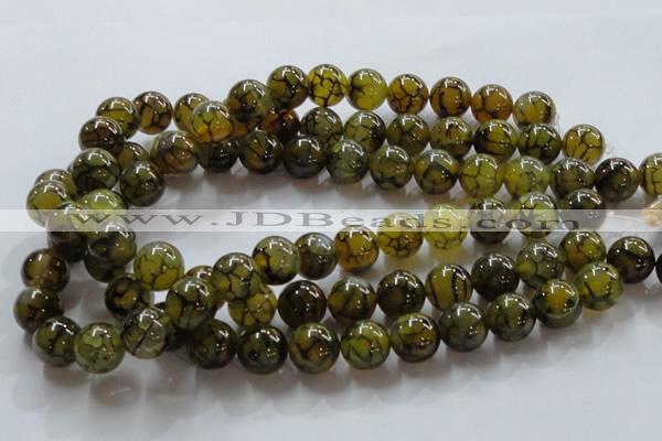 CAG237 15.5 inches 14mm round dragon veins agate gemstone beads