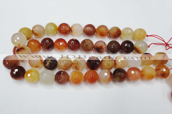 CAG2386 15.5 inches 16mm faceted round red agate beads wholesale