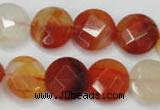 CAG2394 15.5 inches 16mm faceted coin red agate beads wholesale