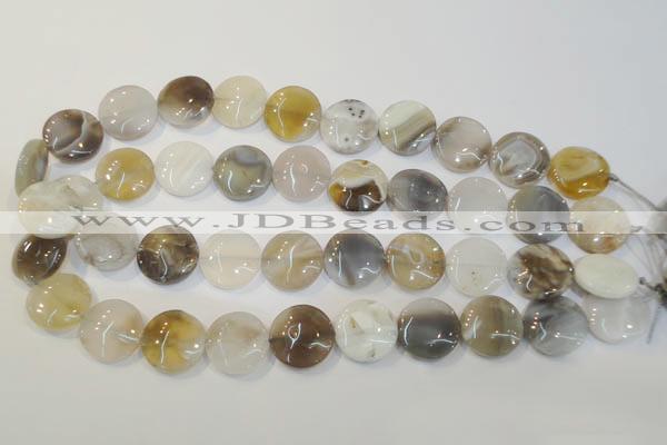 CAG2438 15.5 inches 18mm flat round Chinese botswana agate beads