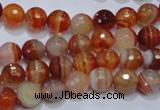 CAG2702 15.5 inches 8mm faceted round red line agate beads