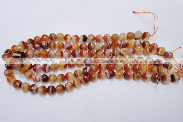 CAG2703 15.5 inches 10mm faceted round red line agate beads