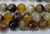 CAG2712 15.5 inches 8mm faceted round yellow line agate beads