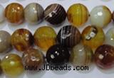 CAG2713 15.5 inches 10mm faceted round yellow line agate beads