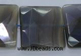 CAG2746 15.5 inches 30*30mm faceted square grey line agate beads