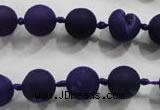 CAG2800 15.5 inches 10mm round matte druzy agate beads whholesale