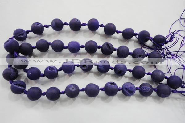 CAG2804 15.5 inches 14mm round matte druzy agate beads whholesale