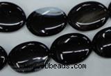 CAG2919 15.5 inches 15*20mm oval black line agate beads