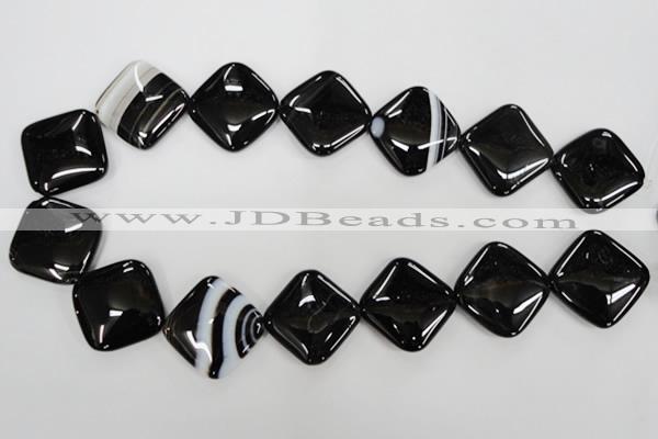 CAG2939 15.5 inches 25*25mm diamond black line agate beads