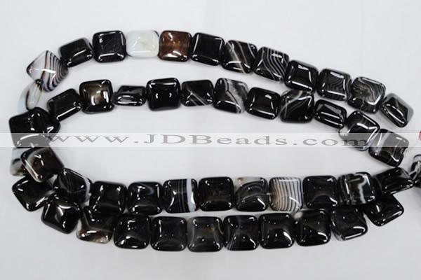 CAG2945 15.5 inches 16*16mm square black line agate beads