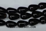 CAG2962 15.5 inches 8*12mm teardrop black line agate beads