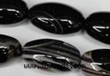 CAG2970 15.5 inches 15*30mm rice black line agate beads