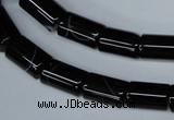 CAG2975 15.5 inches 8*14mm tube black line agate beads