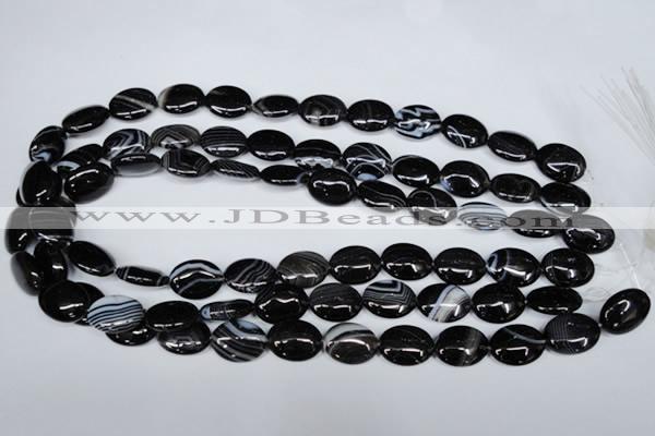 CAG3002 15.5 inches 12*16mm oval black line agate beads