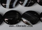 CAG3005 15.5 inches 18*22mm oval black line agate beads