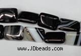 CAG3021 15.5 inches 10*14mm rectangle black line agate beads