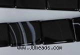 CAG3029 15.5 inches 15*20mm rectangle black line agate beads