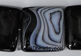 CAG3038 15.5 inches 35*35mm square black line agate beads