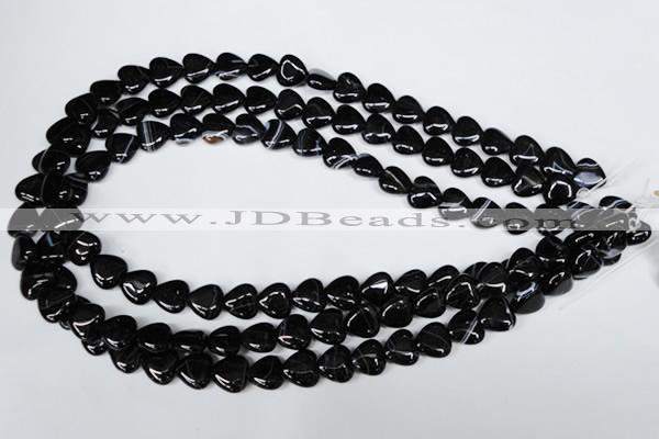 CAG3050 15.5 inches 10*10mm heart black line agate beads