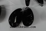 CAG3109 Top-drilled 18*25mm faceted flat teardrop black line agate beads