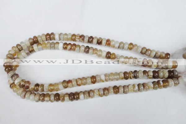 CAG3120 15.5 inches 6*10mm rondelle brown line agate beads