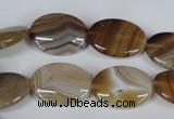 CAG3131 15.5 inches 10*14mm oval brown line agate beads