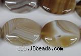 CAG3135 15.5 inches 18*25mm oval brown line agate beads