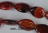 CAG3223 15.5 inches 13*18mm flat teardrop red line agate beads