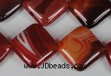 CAG3235 15.5 inches 18*18mm diamond red line agate beads