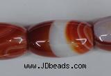 CAG3275 15.5 inches 18*30mm drum red line agate beads