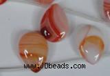 CAG3287 Top-drilled 15*20mm flat teardrop red line agate beads