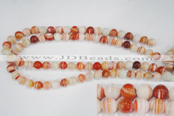 CAG3588 15.5 inches 10mm round red line agate beads wholesale