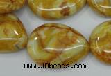 CAG3630 15.5 inches 22*30mm flat teardrop yellow crazy lace agate beads