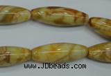 CAG3633 15.5 inches 10*30mm rice yellow crazy lace agate beads