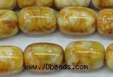 CAG3638 15.5 inches 15*20mm drum yellow crazy lace agate beads