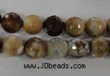 CAG3863 15.5 inches 10mm faceted round fire crackle agate beads