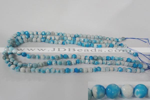 CAG3871 15.5 inches 6mm faceted round fire crackle agate beads