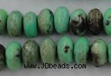 CAG3915 15.5 inches 8*14mm faceted rondelle green grass agate beads