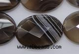 CAG3976 15.5 inches 22*30mm faceted oval grey botswana agate beads