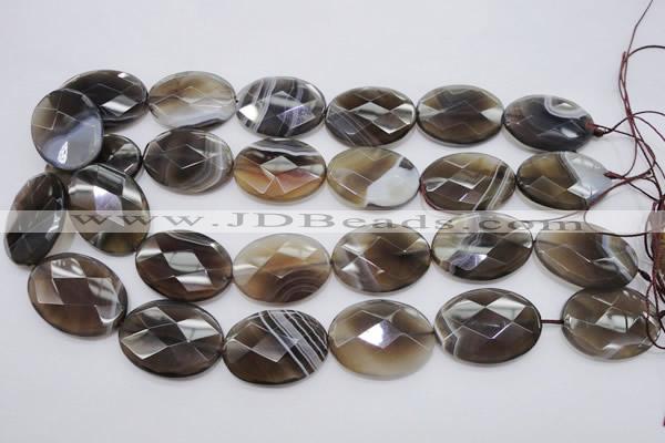 CAG3976 15.5 inches 22*30mm faceted oval grey botswana agate beads