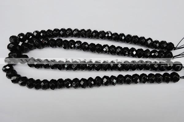 CAG3995 15.5 inches 8*12mm faceted rondelle black agate beads