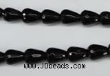 CAG4000 15.5 inches 8*10mm faceted teardrop black agate beads