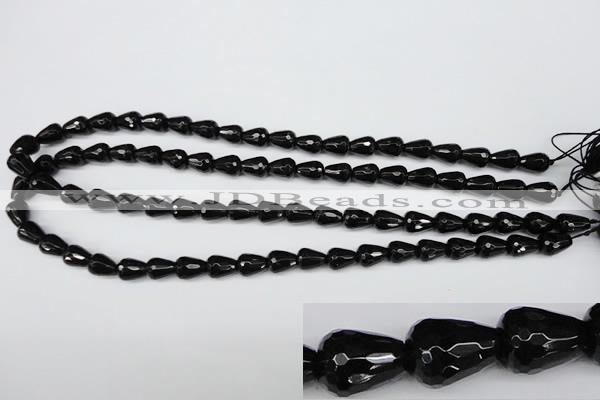 CAG4000 15.5 inches 8*10mm faceted teardrop black agate beads