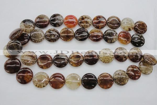 CAG4065 15.5 inches 20mm flat round dragon veins agate beads