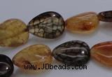 CAG4079 15.5 inches 10*14mm flat teardrop dragon veins agate beads